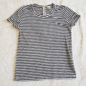 XXS J Crew Striped Tee with Gold Zipper